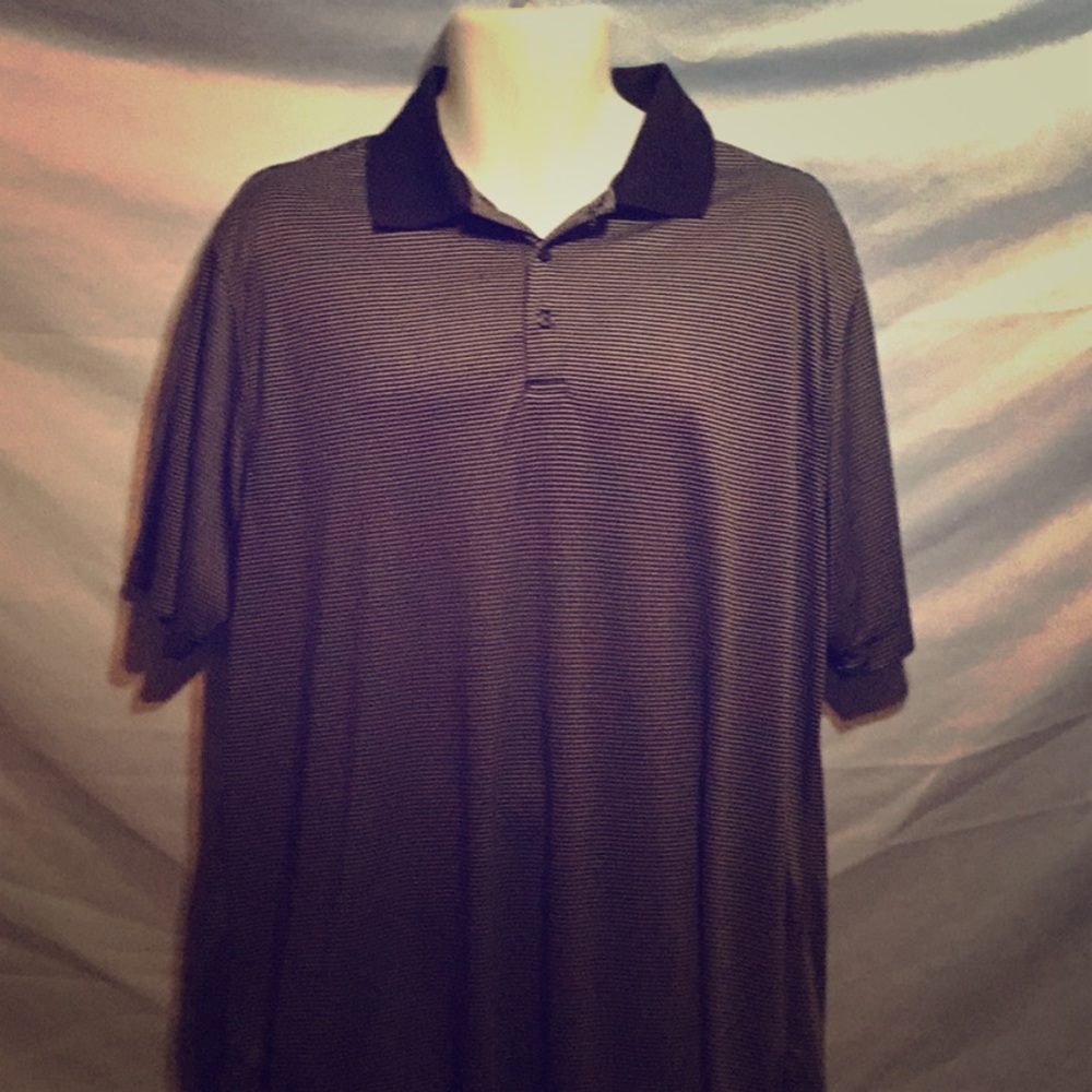 Golf Polo shirt Black with gray pinstripe